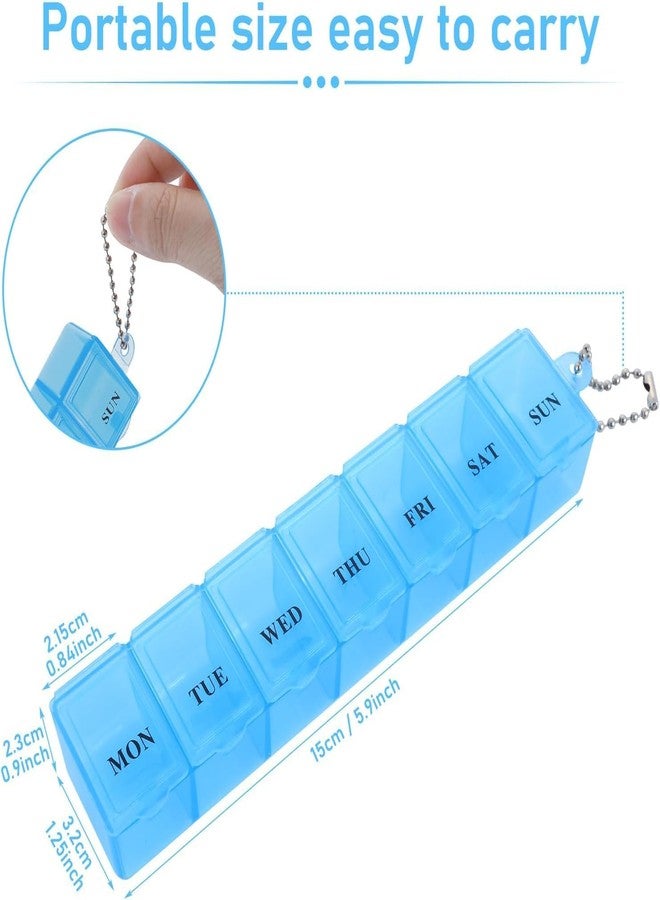 SpiderJuice 2Pc Single Line Weekly 7 Days 1 Time Portable Pill Tablet Medicine Storage Holder Organizer Manager Travel Box - Image 2